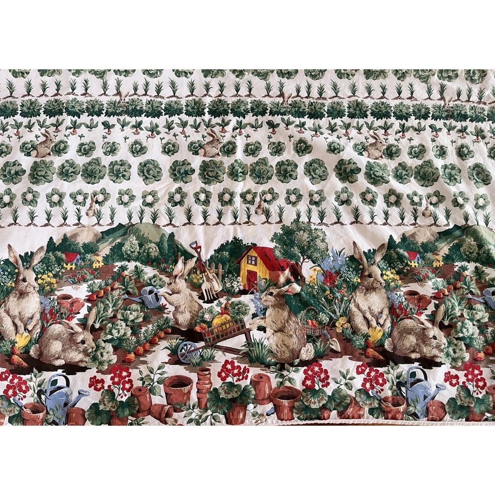 Wilton Court Bunny‎ Garden Easter 50x64" Tablecloth Spring Rabbit Floral Cottage